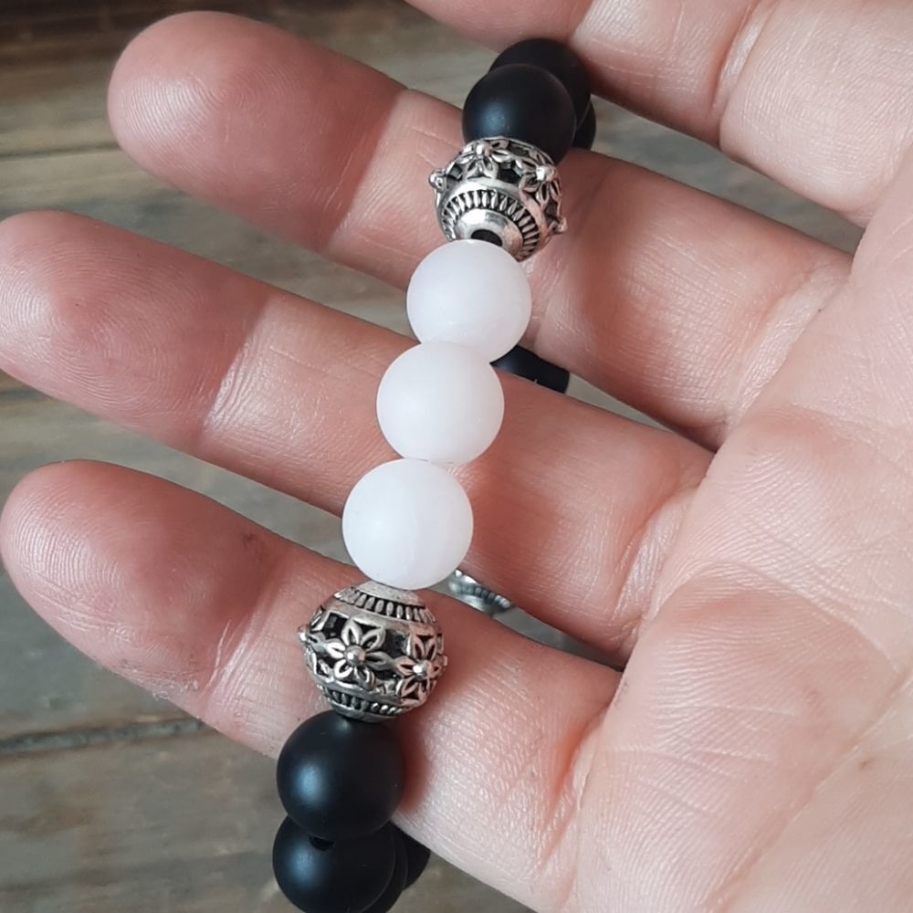 Onyx & Rose Quartz Beaded Stretch